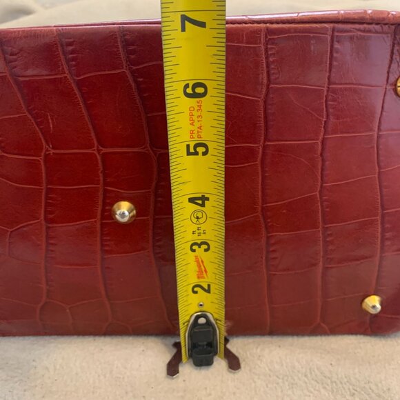 Designer Large Slate Red Crocodile Satchel Bag Made in Italy - Picture 12 of 16